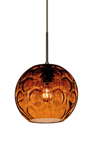 Bombay 1 Light Bronze Pendant Ceiling Light in Transparent Amber Glass
