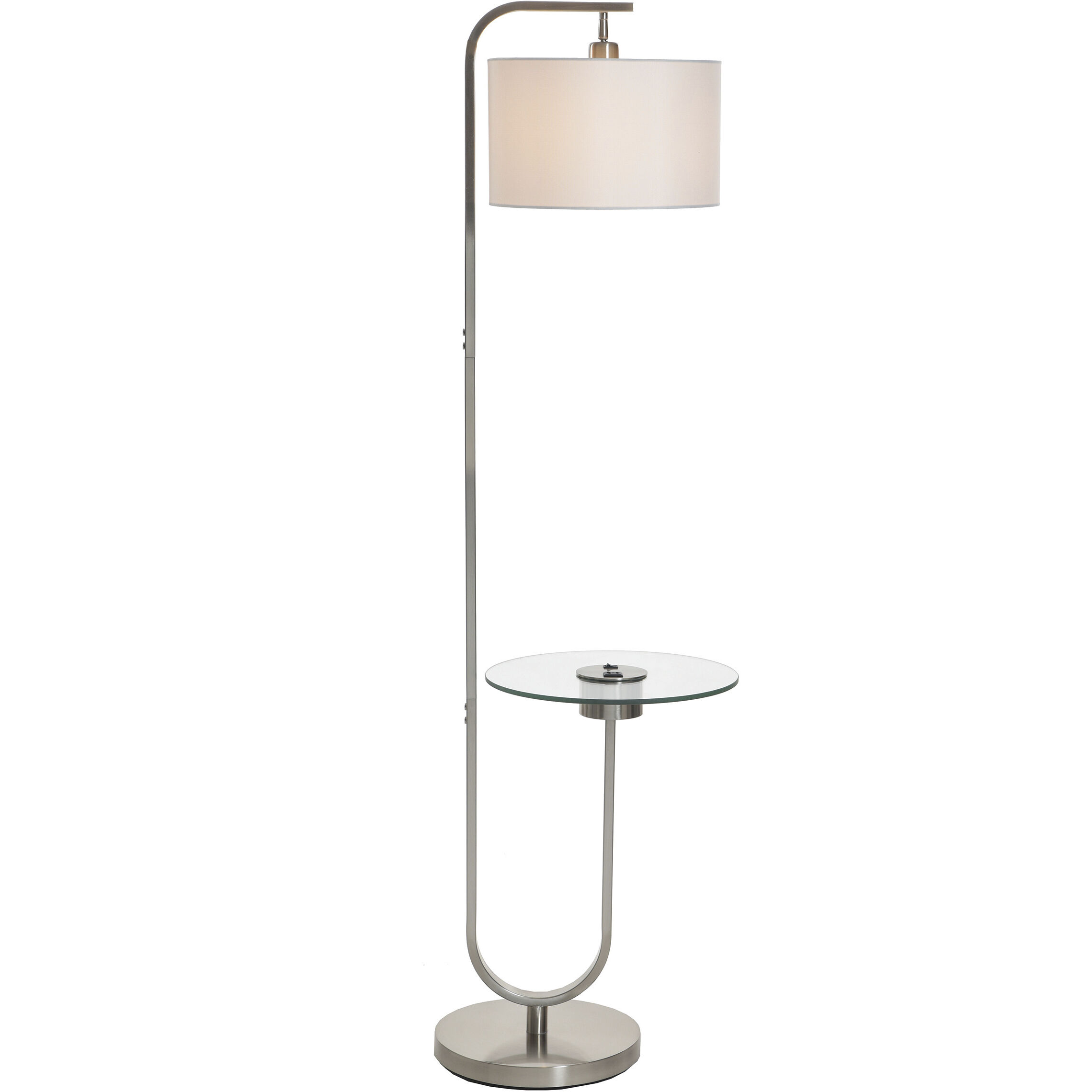 Sutton 61 inch 100 watt Brushed Nickel and Clear and White Floor Lamp Portable Light