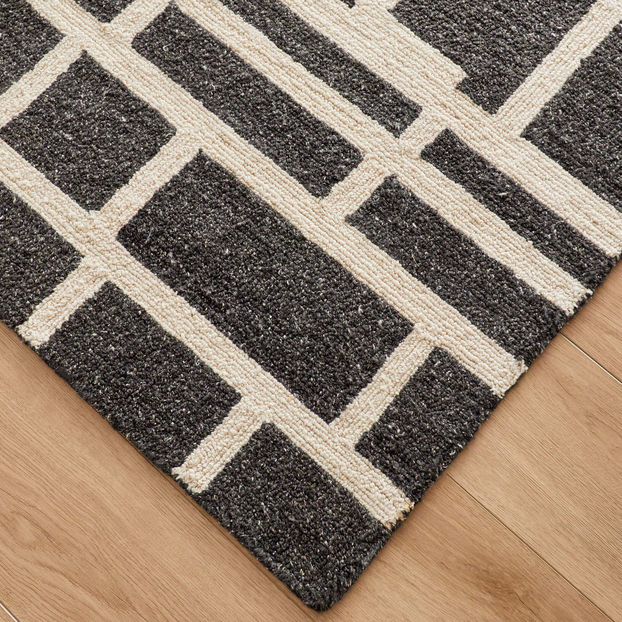 Contemporary Luxe 36 X 24 inch Black/White Rug in 2 x 3