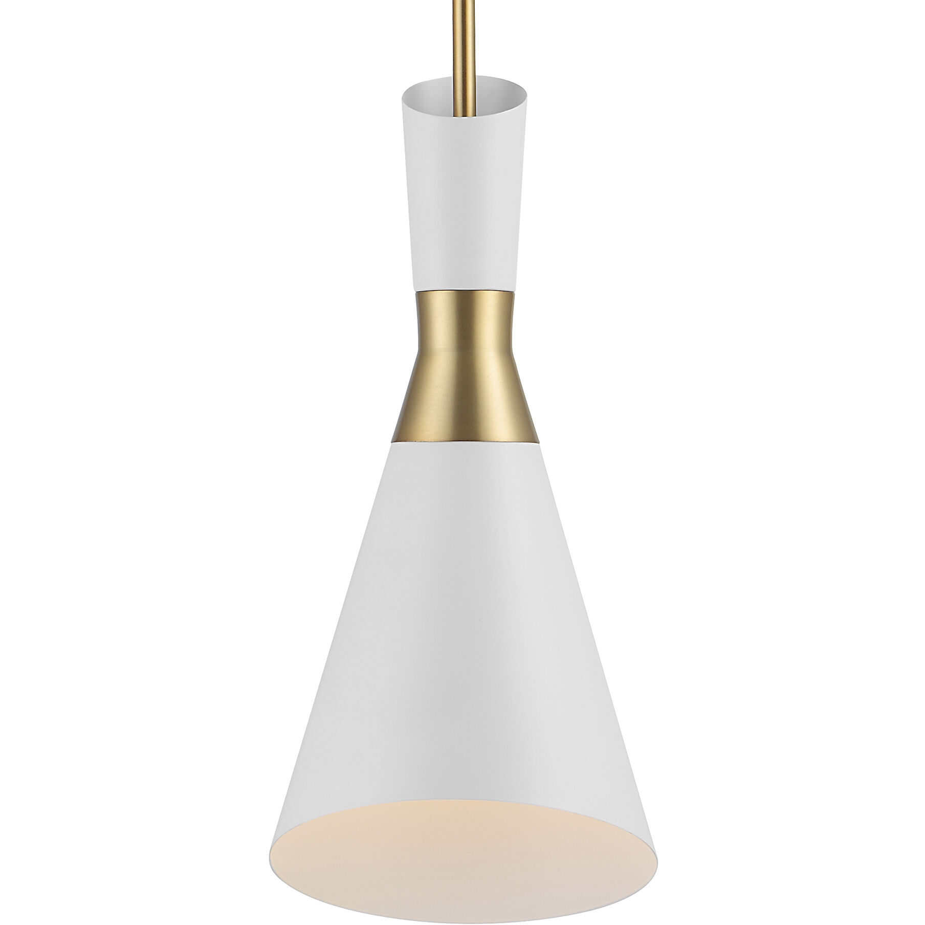 Eames 1 Light 8 inch White and Antique Brass Mini Pendant Ceiling Light