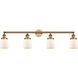 Franklin Restoration Small Bell LED 42 inch Brushed Brass Bath Vanity Light Wall Light in Matte White Glass, Franklin Restoration