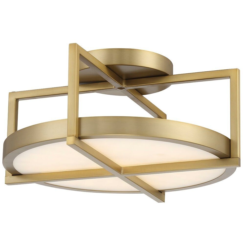 Boada LED 14 inch Soft Brass Semi Flush Ceiling Light