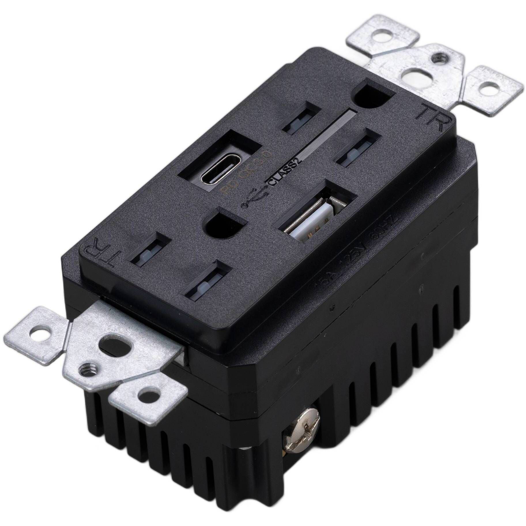 Outlet 125 Black Module, Duplex & 2 USB-A + C