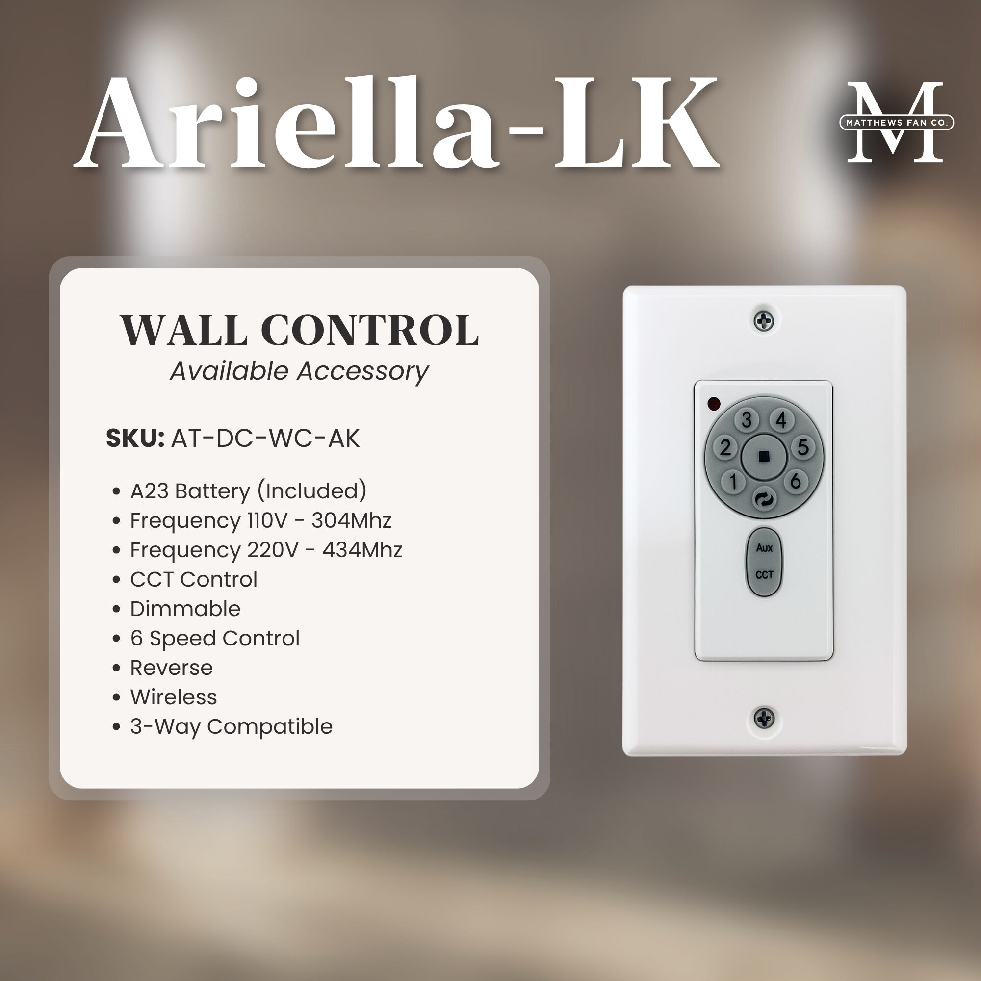 Atlas Ariella - LK 64 inch Matte Black with Matte White Blades Ceiling Fan