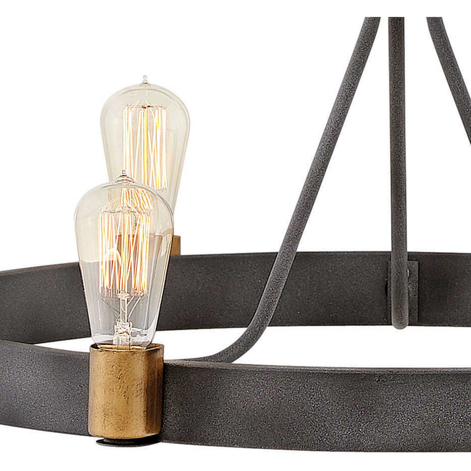 Silas 6 Light 28.75 inch Aged Zinc with Heritage Brass Indoor Chandelier Ceiling Light