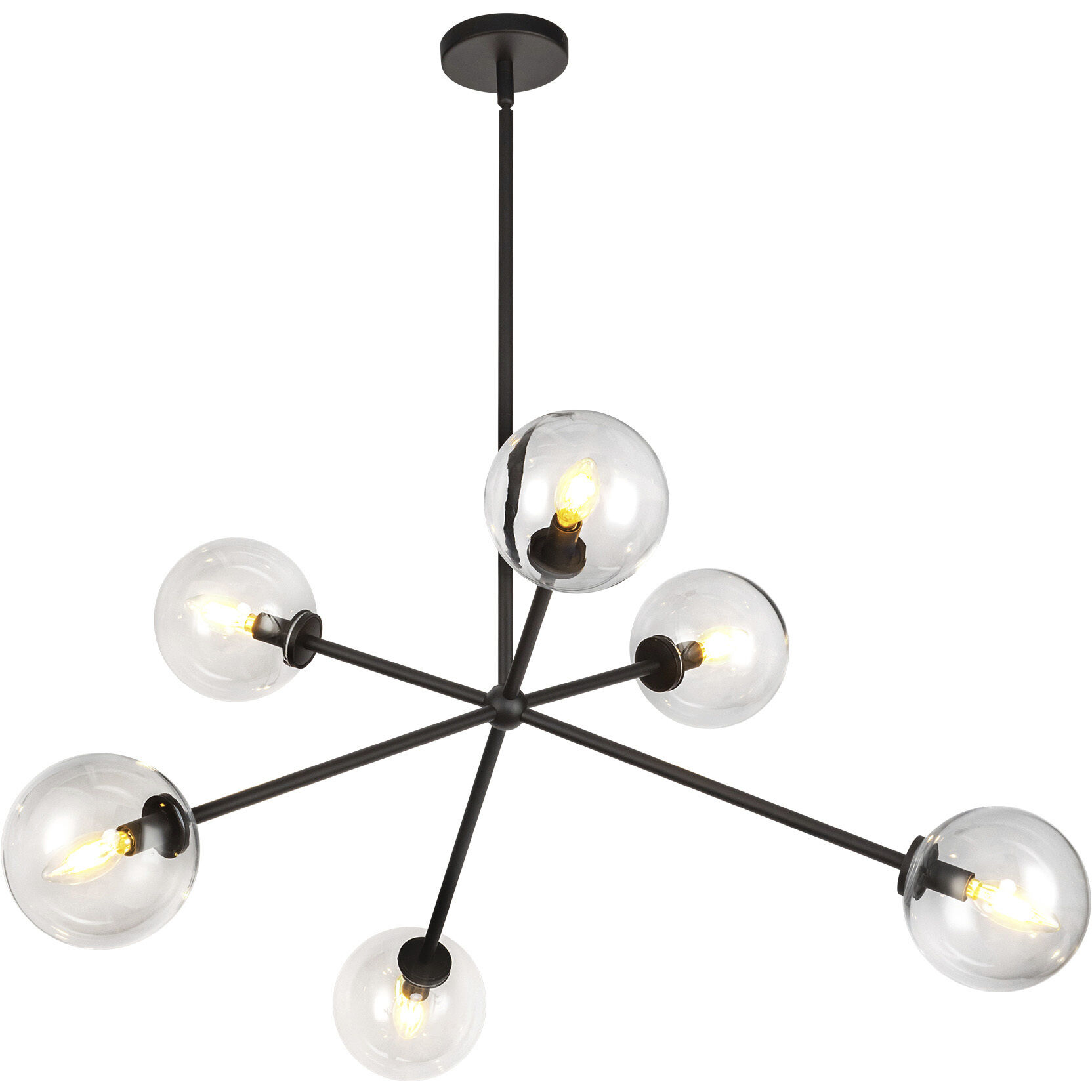 Alora Mood Cassia 6 Light 39.5 inch Matte Black/Clear Glass Chandelier Ceiling Light