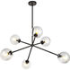 Alora Mood Cassia 6 Light 39.5 inch Matte Black/Clear Glass Chandelier Ceiling Light