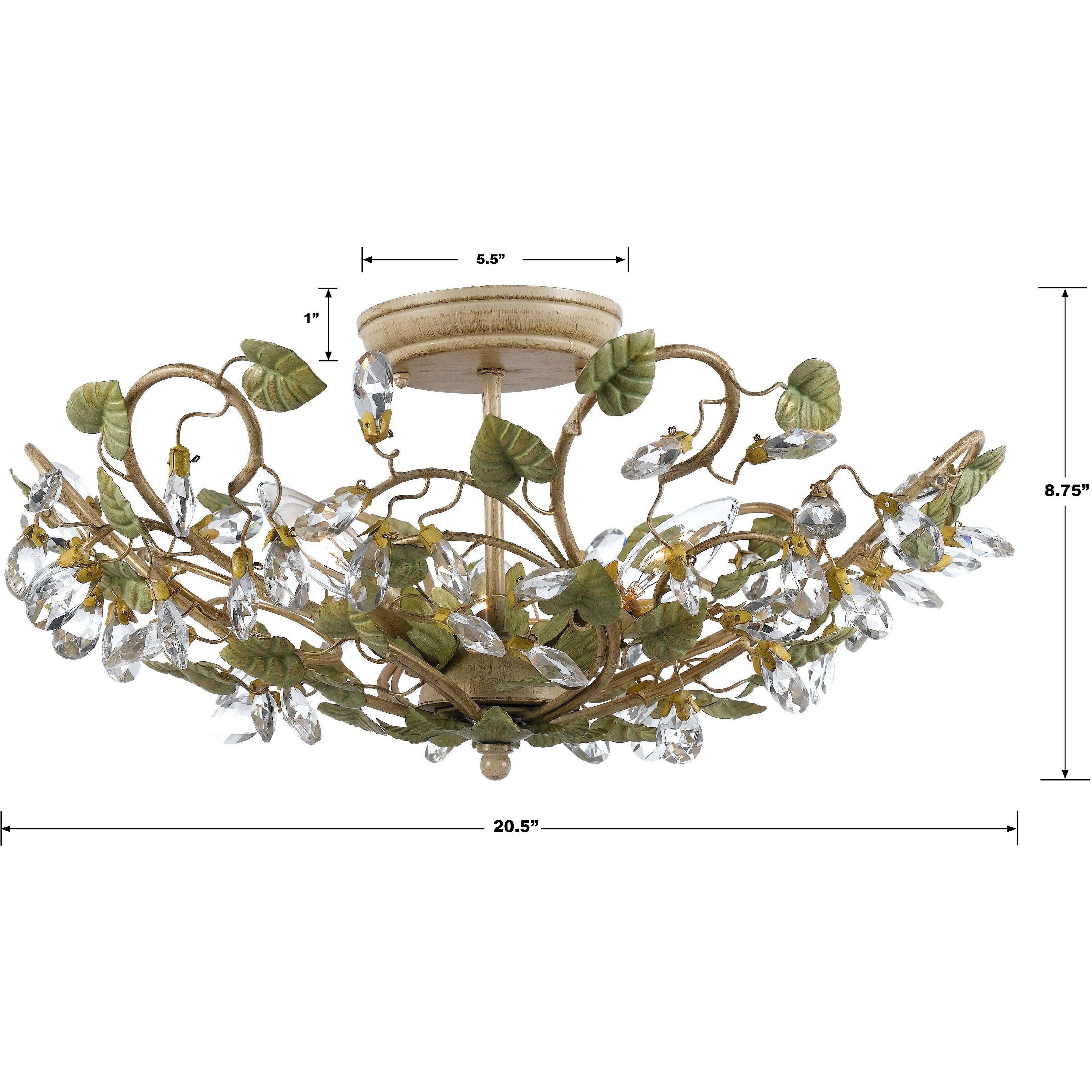 Josie 5 Light 20.5 inch Champagne Green Tea Semi Flush Ceiling Light
