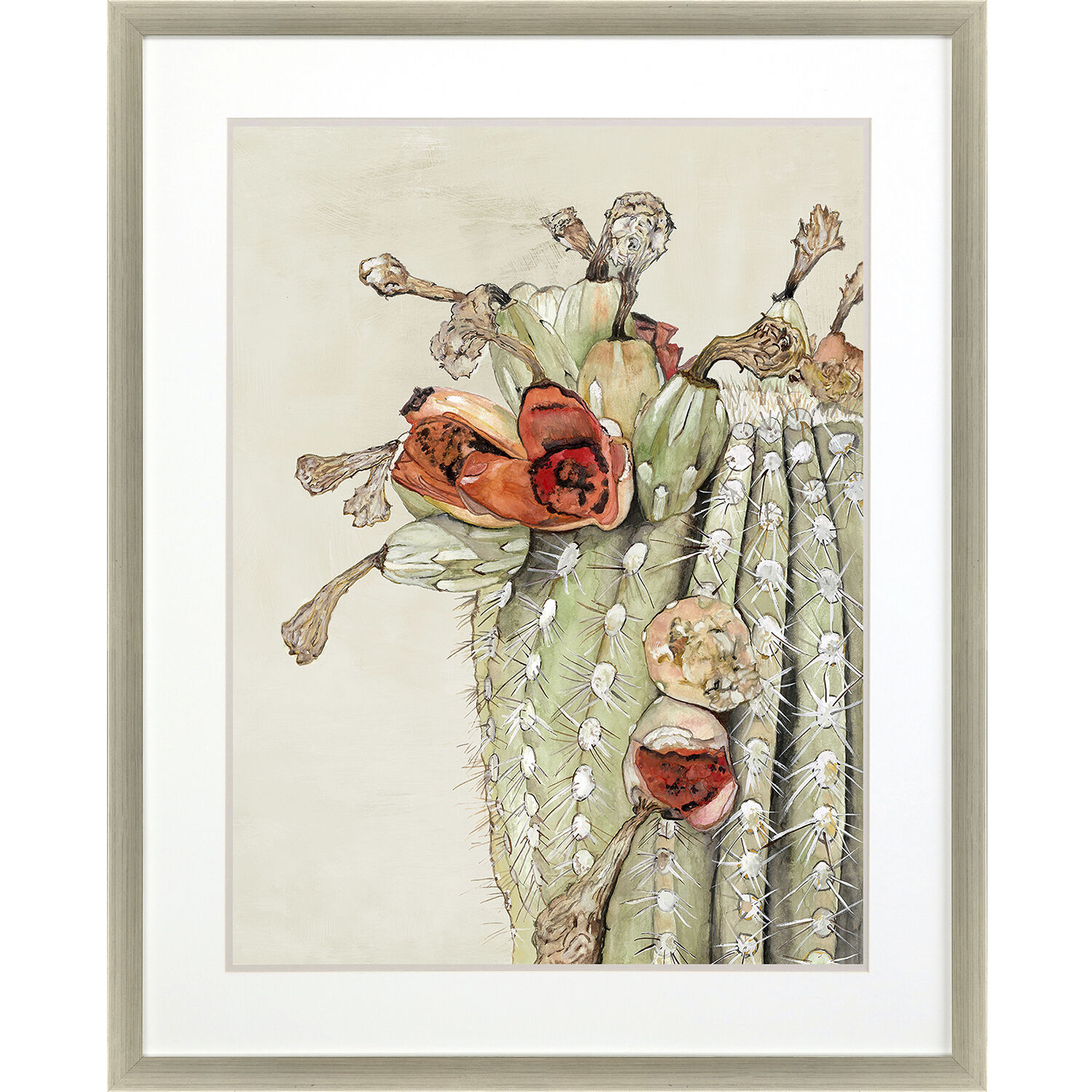 Country Roads Green and Beige and Red Framed Art