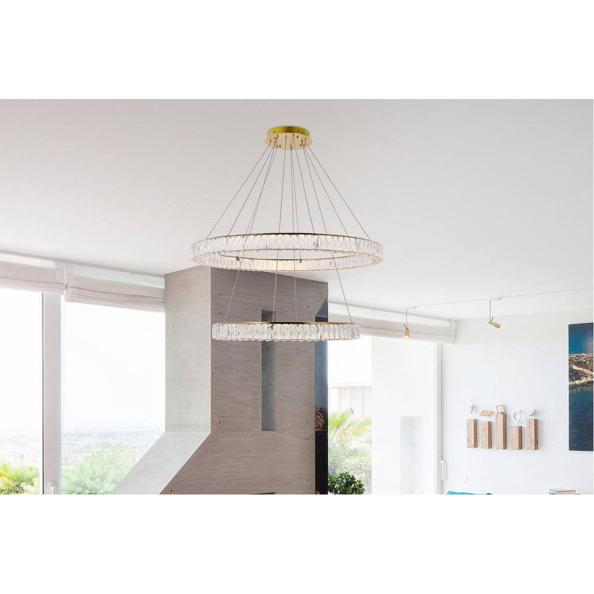 Monroe LED 42 inch Gold Chandelier Ceiling Light