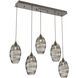 Ellisse 5 Light Flat Bronze Linear Pendant Ceiling Light in Ellisse Smoke, Multi-Port