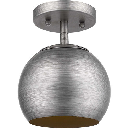 Latitude 1 Light 7 inch Hand Painted Weathered Pewter W/ Gold Interior Pendant/Semi-Flush Ceiling Light