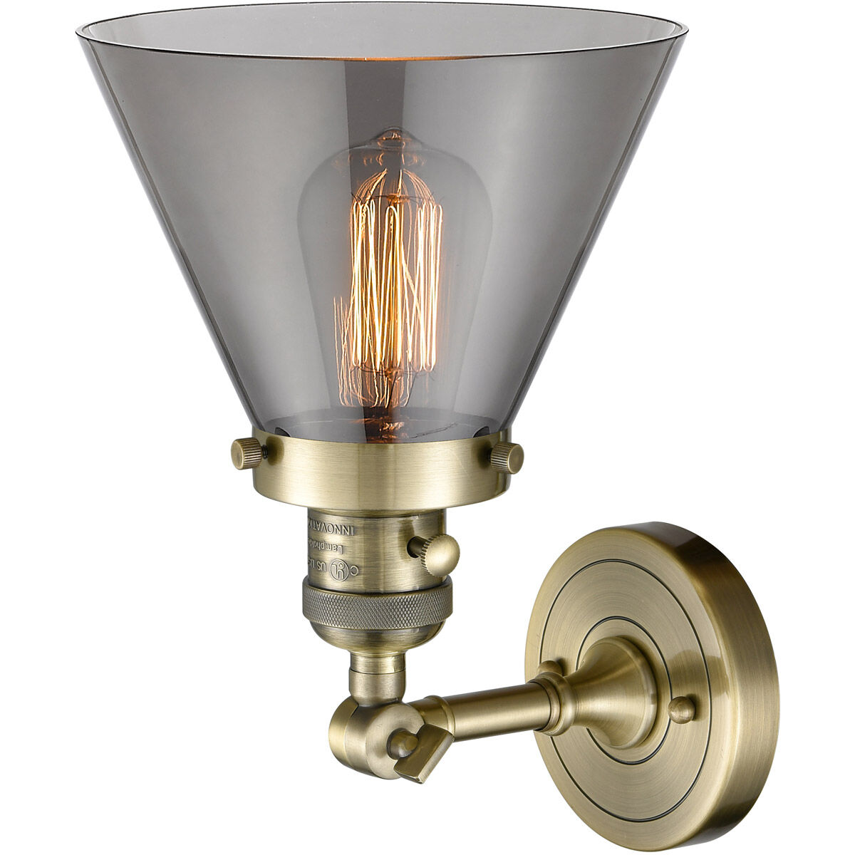 Franklin Restoration Large Cone LED 8 inch Antique Brass Sconce Wall Light, Franklin Restoration