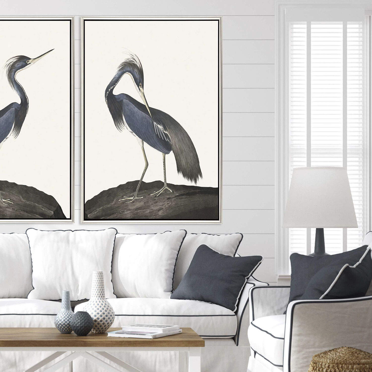 Great Heron Blue and Brown and Multi Canvas
