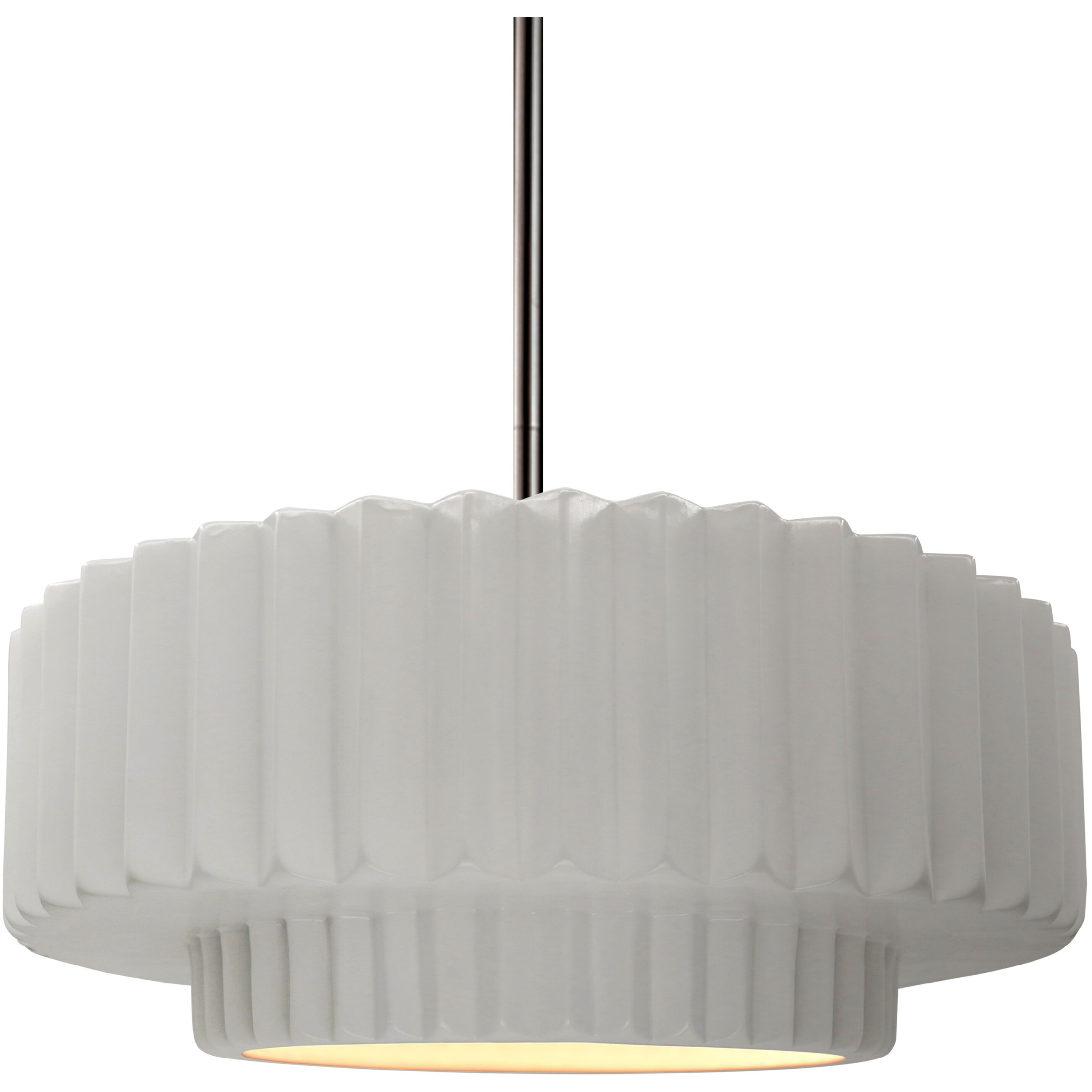 Radiance Collection - Pleated Tier 1 Light 14.5 inch Bisque and Brushed Nickel Pendant Ceiling Light in Black Cord, Replaceable Bulb, 14.5W x 5.25H, Form+Finish+Function