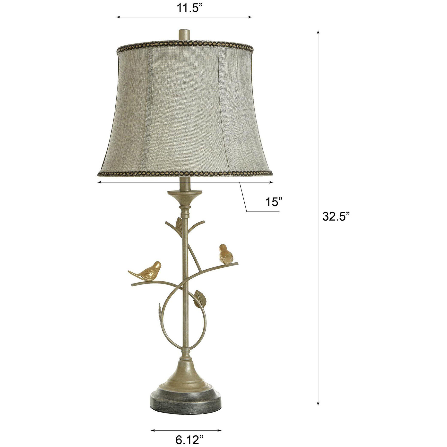 Ascoli 32.5 inch 150 watt Vintage Silver and Grey Table Lamp Portable Light