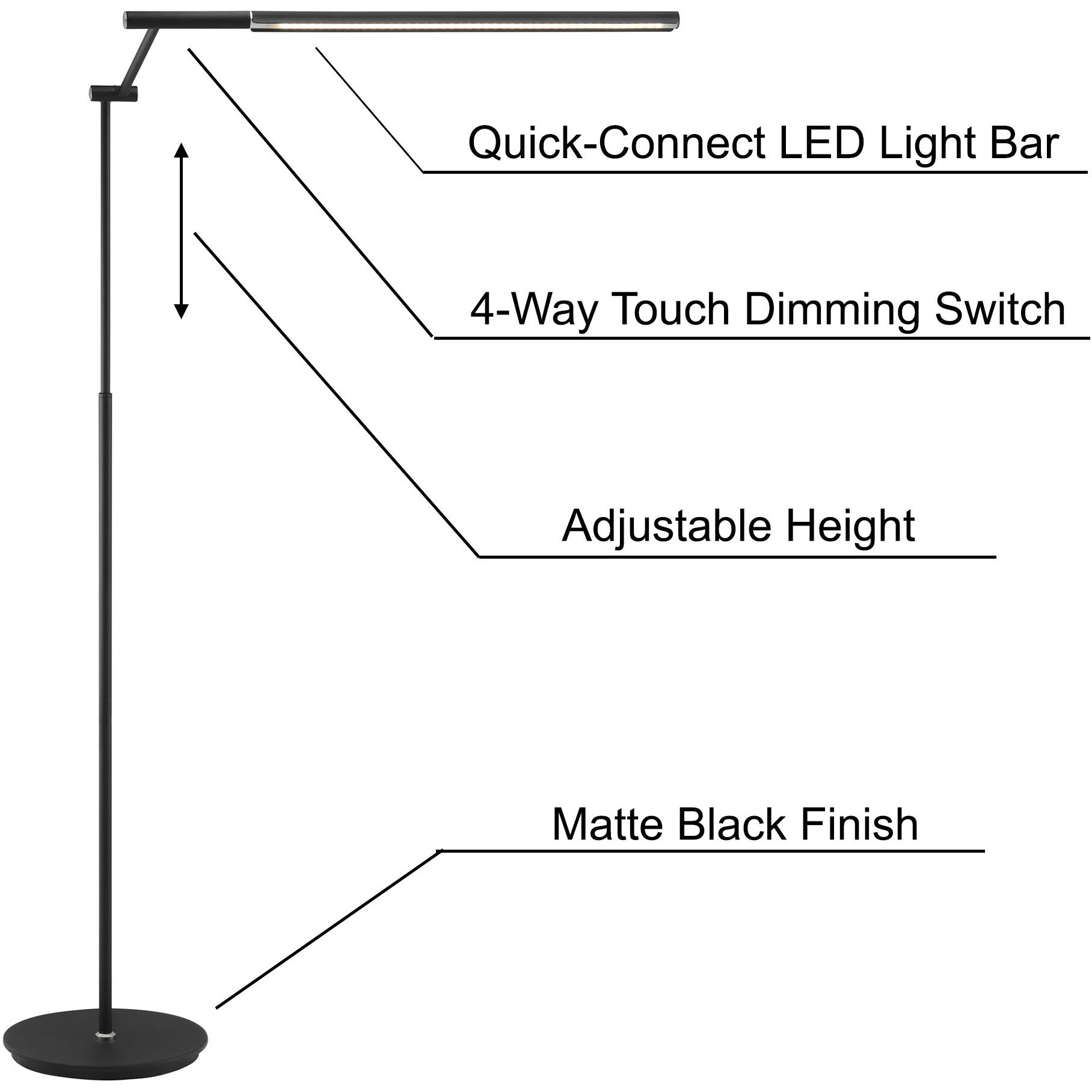 Tilla 59.25 inch 12.00 watt Black Floor Lamp Portable Light