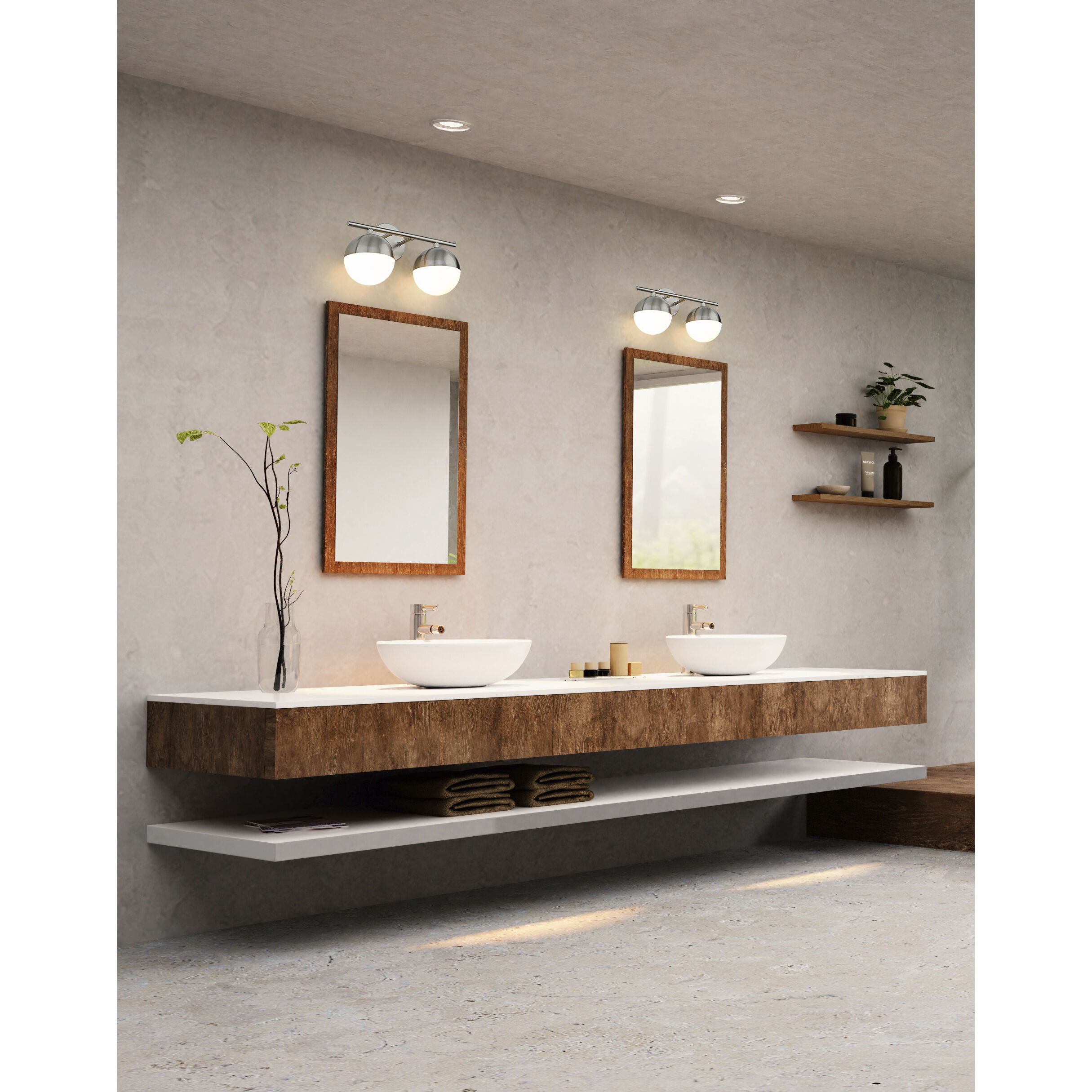 Realm Sphere 2 Light 16 inch Brushed Nickel Bath Vanity Wall Light