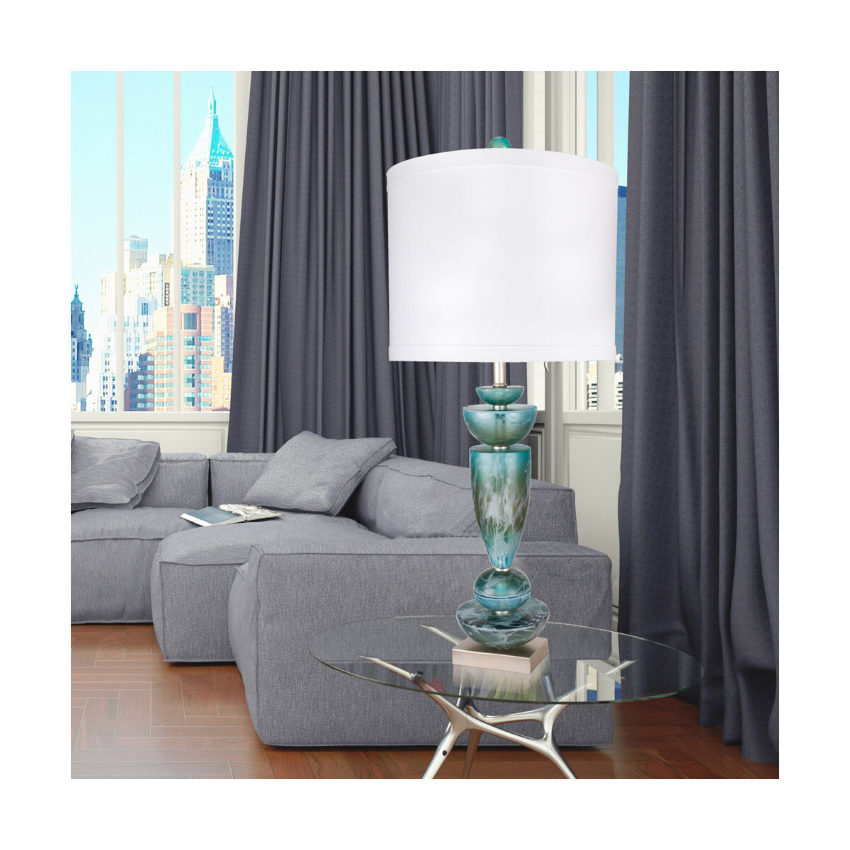 Flagship 35 inch 150 watt Silver Table Lamp Portable Light