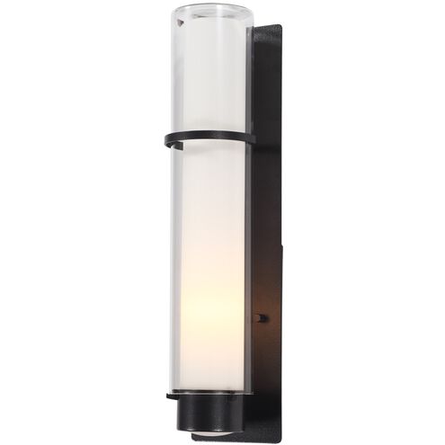 Essex 1 Light 20 inch Hammered Black Outdoor Sconce in Half Opal Glass