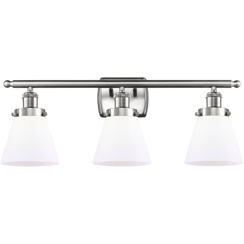 Ballston Small Cone LED 26 inch Brushed Satin Nickel Bath Vanity Light Wall Light in Matte White Glass, Ballston