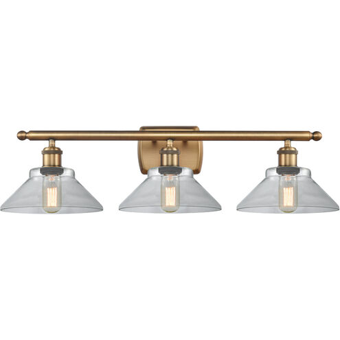 Ballston Orwell 3 Light 26 inch Brushed Brass Bath Vanity Light Wall Light in Clear Glass, Ballston