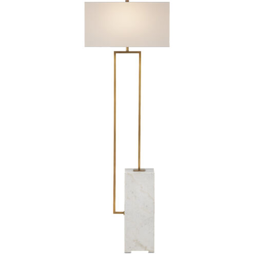 Beside 69 inch 150 watt White/Antique Brass Floor Lamp Portable Light