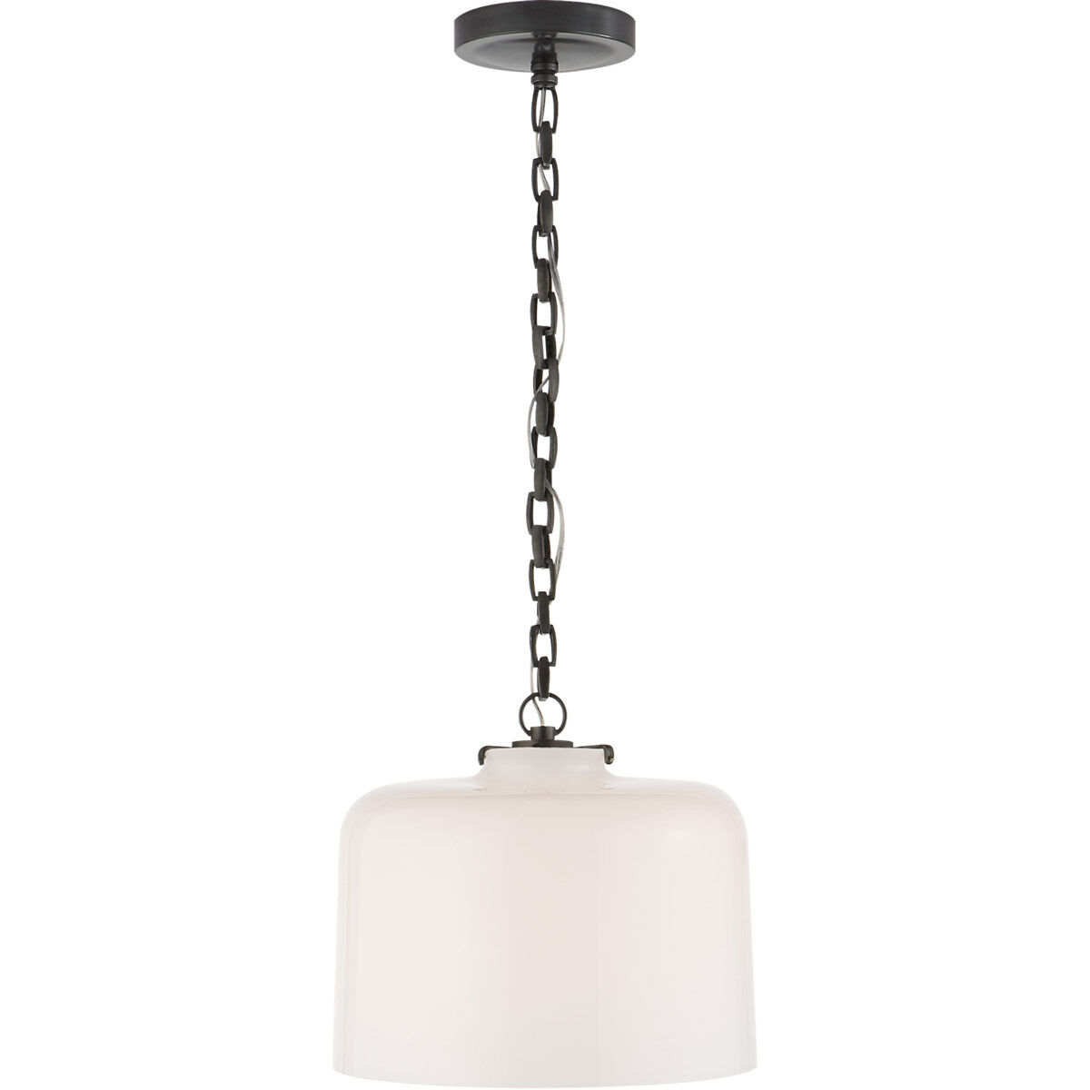 Thomas O'Brien Katie5 1 Light 12 inch Bronze Dome Pendant Ceiling Light in White Glass