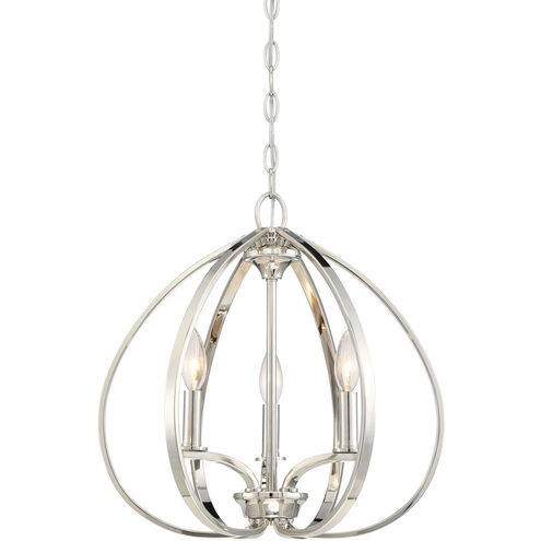 Tilbury 3 Light 17 inch Polished Nickel Pendant Ceiling Light