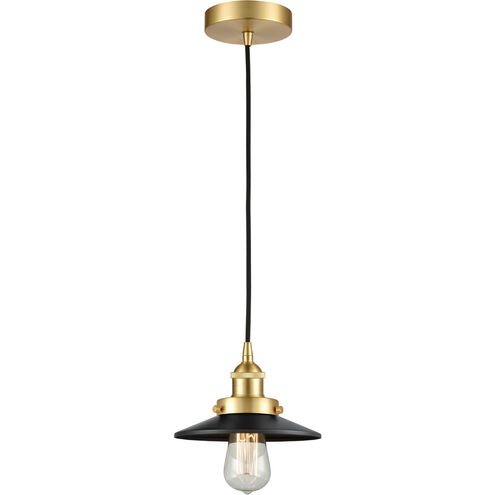 Edison Railroad LED 8 inch Satin Gold Mini Pendant Ceiling Light