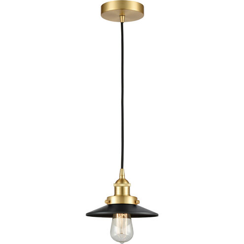 Edison Railroad 1 Light 8 inch Satin Gold Mini Pendant Ceiling Light