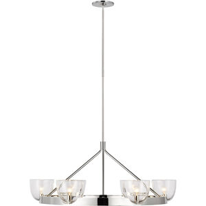 AERIN Carola LED 36 inch Polished Nickel Ring Chandelier Ceiling Light in Clear Glass, Large