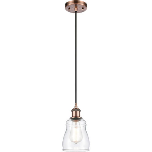 Ballston Ellery 1 Light 5 inch Antique Copper Mini Pendant Ceiling Light in Clear Glass, Ballston