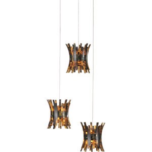 Alsop 3 Light 11.5 inch Brown and Black with Silver Multi-Drop Pendant Ceiling Light