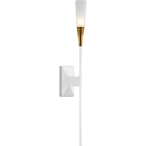 Chapman & Myers Stellar LED 2.5 inch Matte White and Antique Brass Single Tail Sconce Wall Light