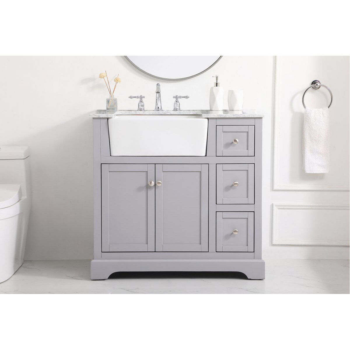 Franklin 36 X 22 X 35 inch Grey Bathroom Vanity Cabinet