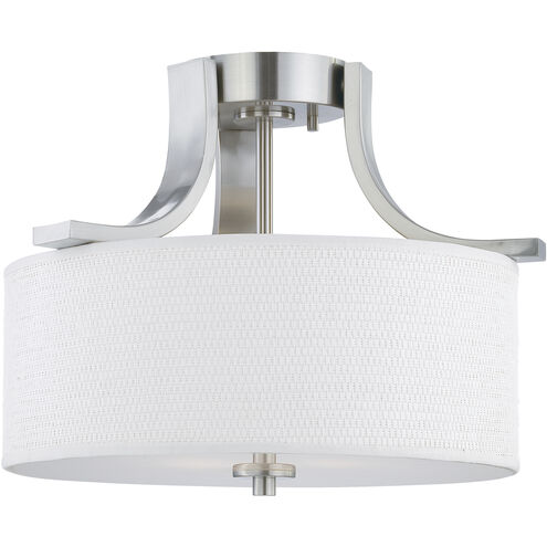 Pendenza 2 Light 15.25 inch Brushed Nickel with White Flush Mount Ceiling Light