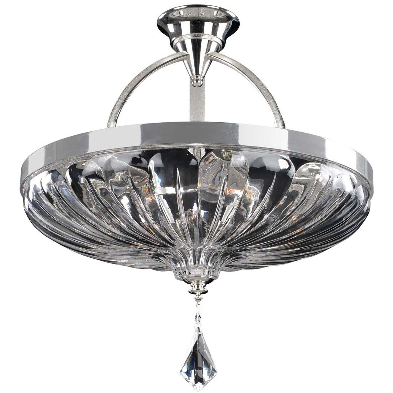 Orecchini 6 Light 20 inch Two Tone Silver Semi Flush Mount Ceiling Light