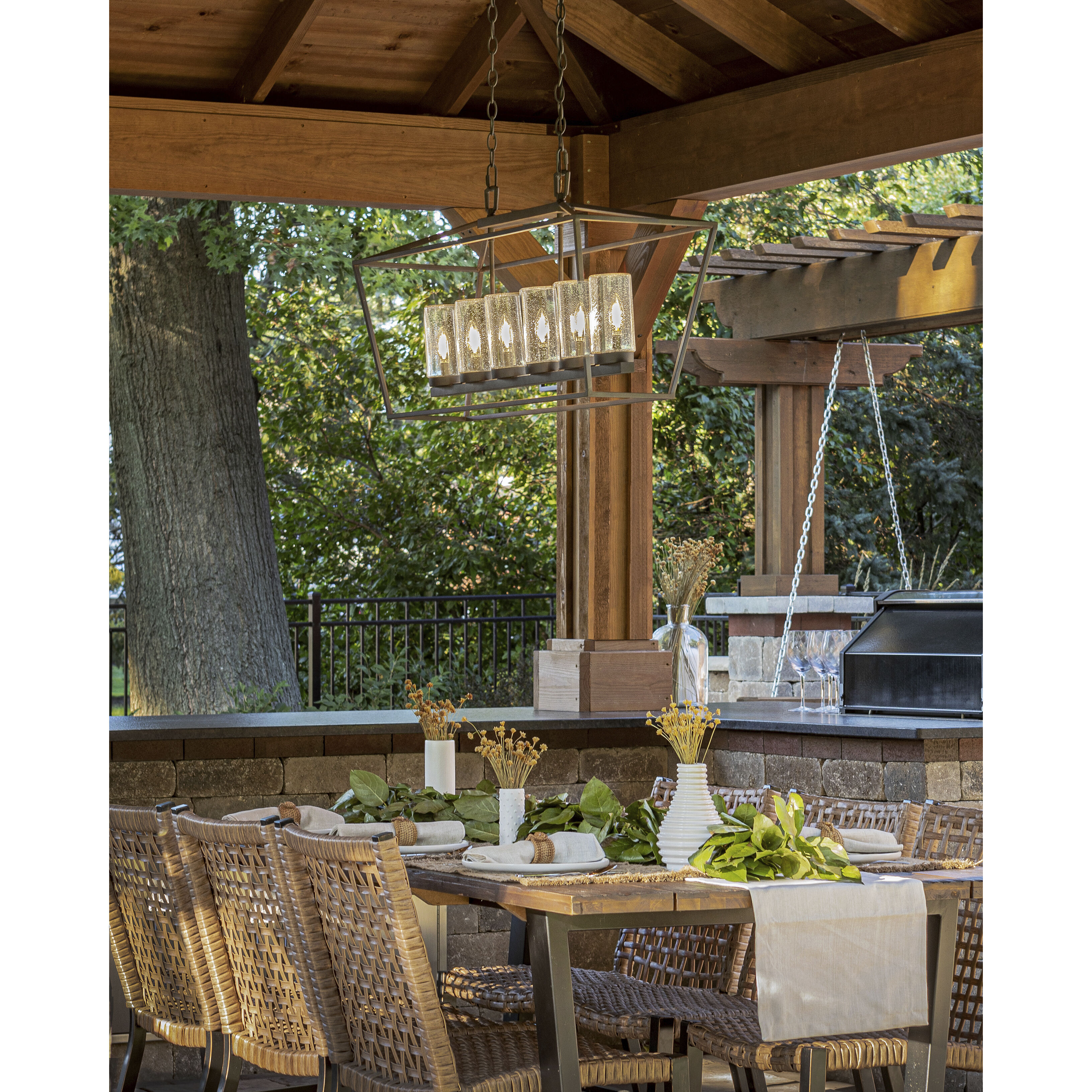 Open Air Alford Place LED 40 inch Museum Black Outdoor Linear Hanging Light, Estate Series