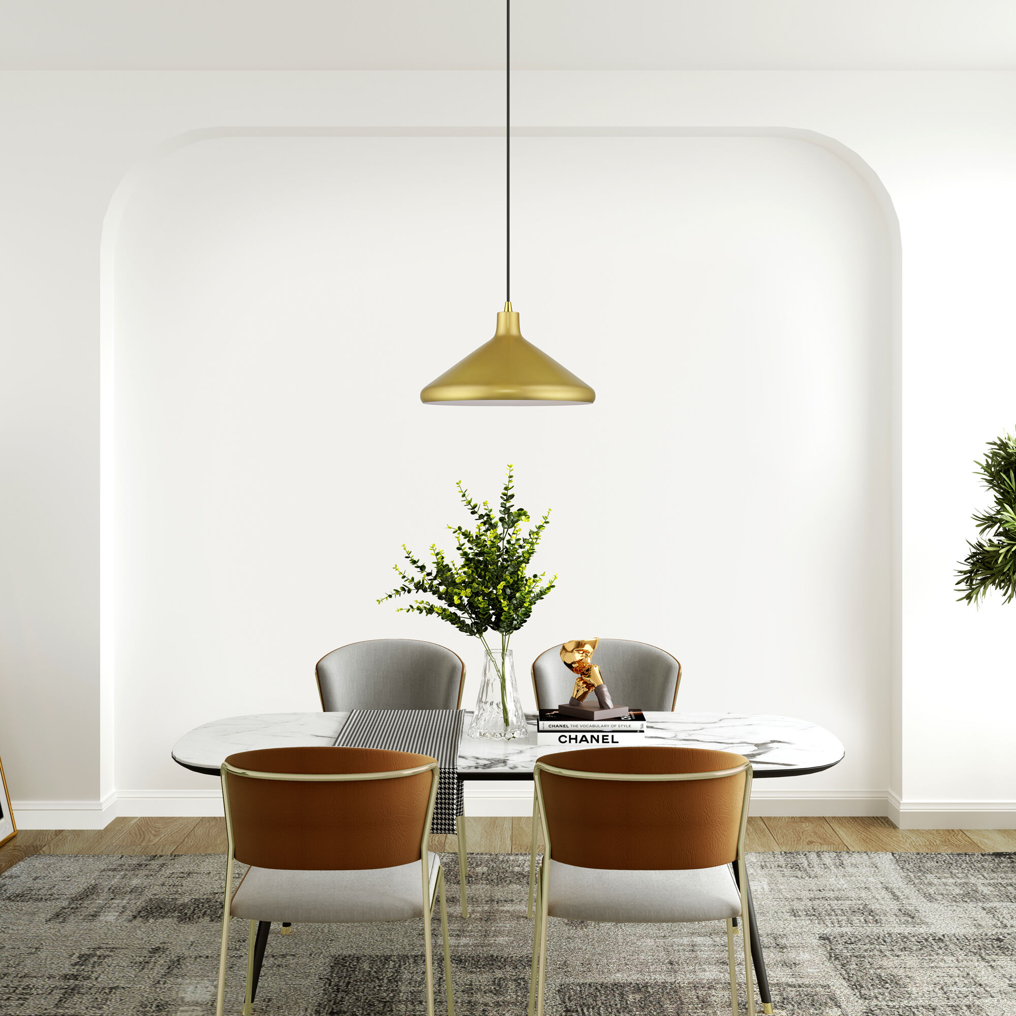 Geneva 1 Light 15.25 inch Soft Gold with Polished Brass Accents Pendant Ceiling Light