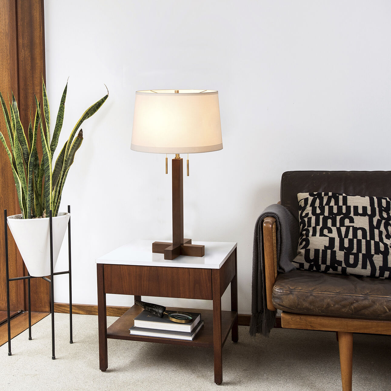 Swiss Cross 29 inch 23.00 watt Dark Walnut and Weathered Brass Table Lamp Portable Light