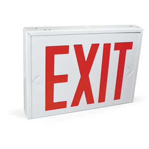 NY Approved 1 Light Red Letters and White Housing Exit / Emergency Ceiling Light in White / Red