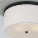 Midtown 3 Light 15.75 inch Matte Black Flush Mount Ceiling Light in White Fabric Shade