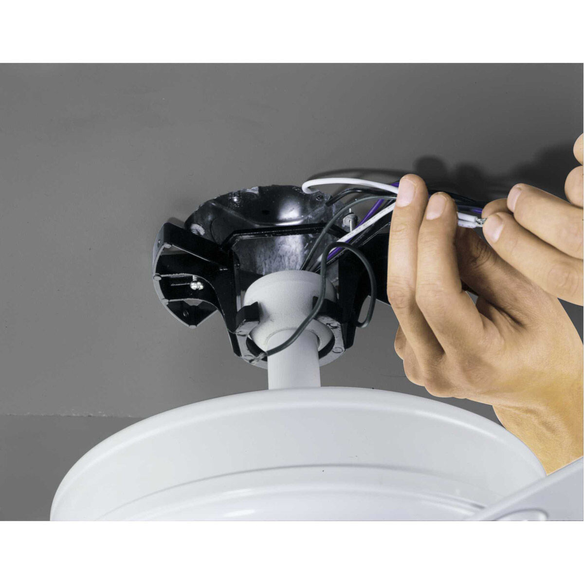 AirPro 52 inch White with Washed Oak/White Blades Ceiling Fan in White/Washed Oak