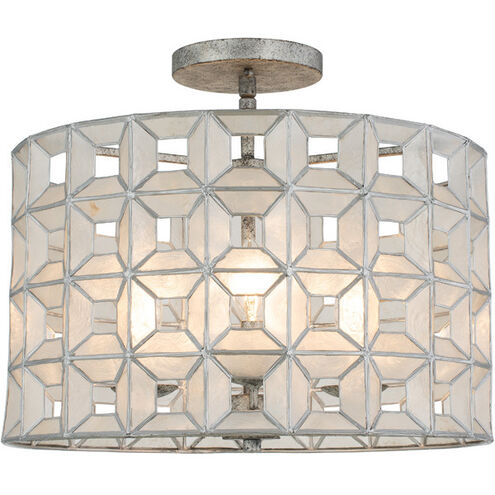 Prado 3 Light 17 inch Oxidized Silver Leaf Semi Flush Ceiling Light