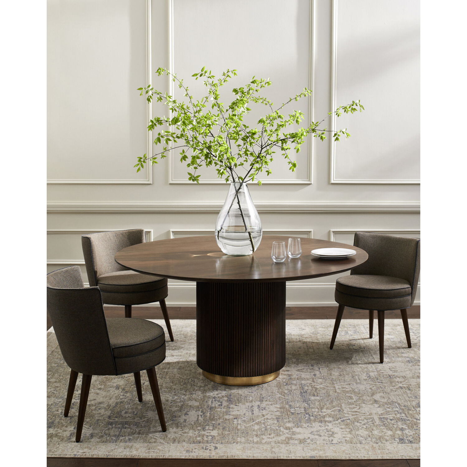 Nems 60 X 60 inch Dark Brown / Dark Brown / Gold Dining Table