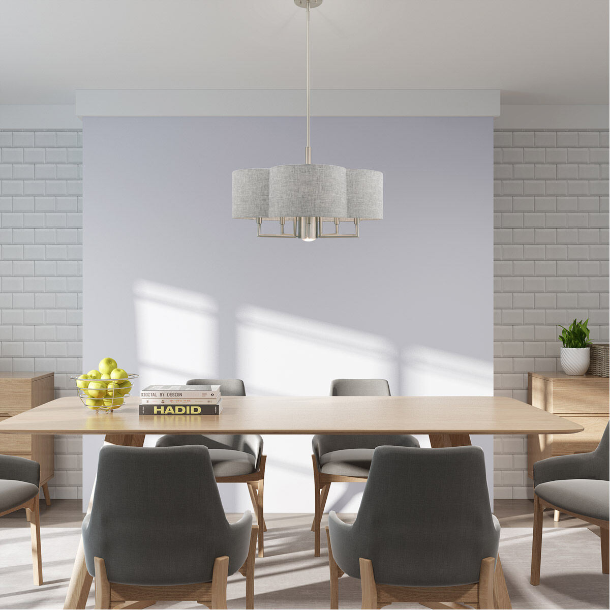 Kalmar 6 Light 24 inch Brushed Nickel Pendant Chandelier Ceiling Light