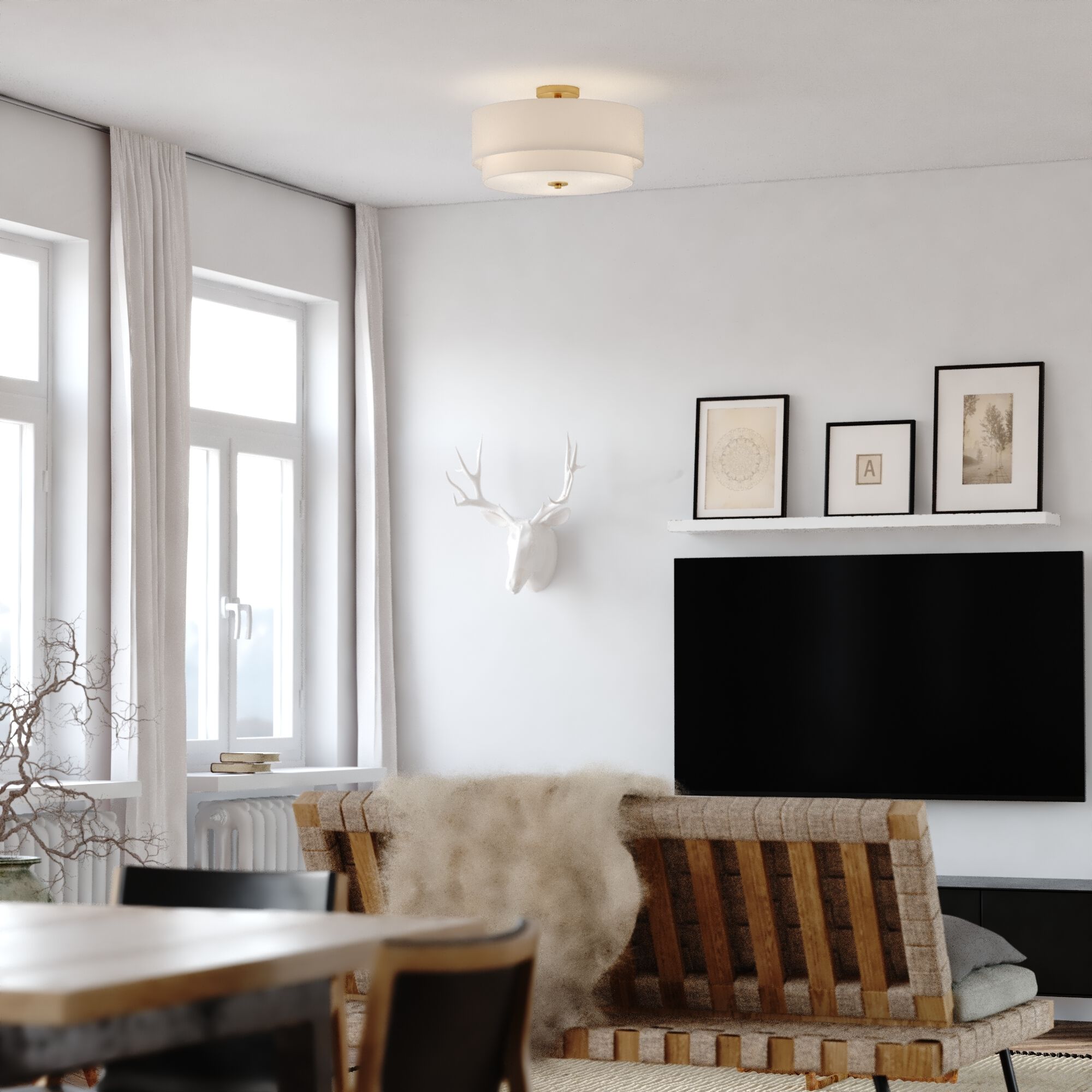 Burnaby LED 20.5 inch Matte Brass Semi-Flush Mount Ceiling Light