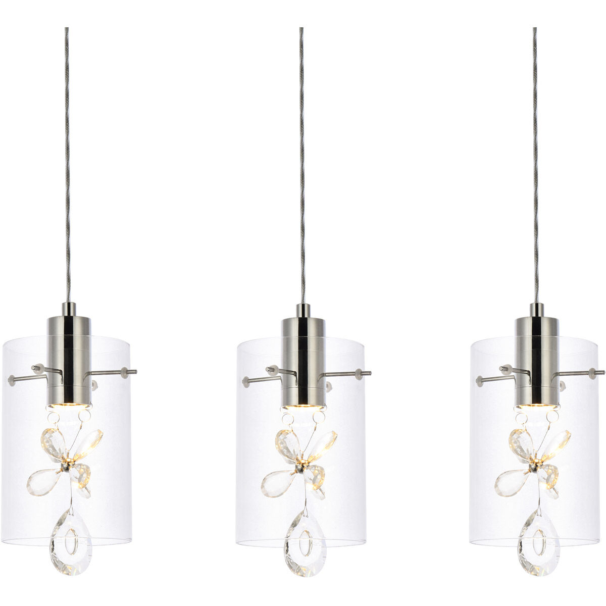 Elegant Lighting 5202D24C Hana 3 Light 24 inch Chrome Linear