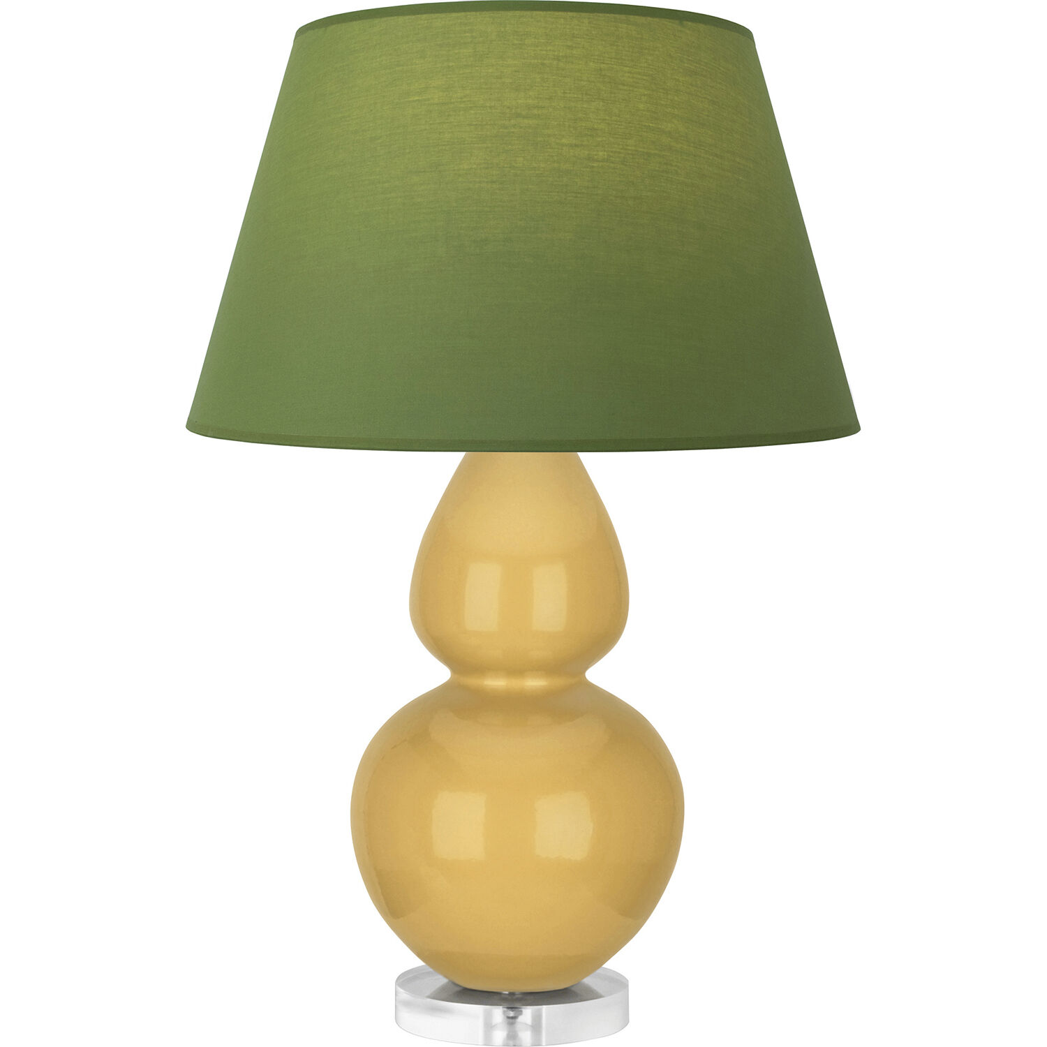Double Gourd 30 inch 150 watt Sunset Yellow Glazed Ceramic with Lucite Base Table Lamp Portable Light in Tea Green with Taupe